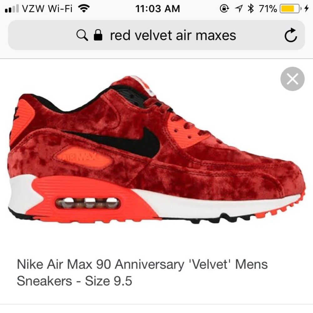 red velvet nike air max 90